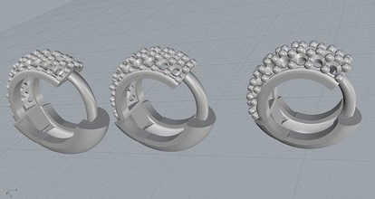 articulated trio earrings ring earring pendant gold silver rim jewel jewelery crystals pandora charm fashion 3d print model - Mito3D
