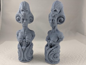 artefato 8 a arte ornamentado giger do busto feminino tampo de mesa decorativos antiga alien esculturas 3d print model - Mito3D