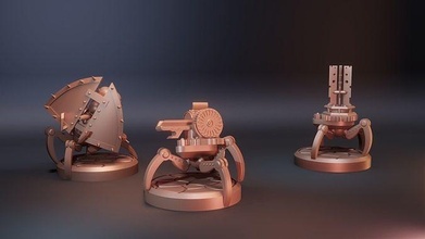 artífice dnd torreta paquete misterioso cañón dangeonanddragons araña aparato relojería mini miniatura mecánico criatura robot mesa pionero mech clase juegos juguetes tablero 3d print model - Mito3D