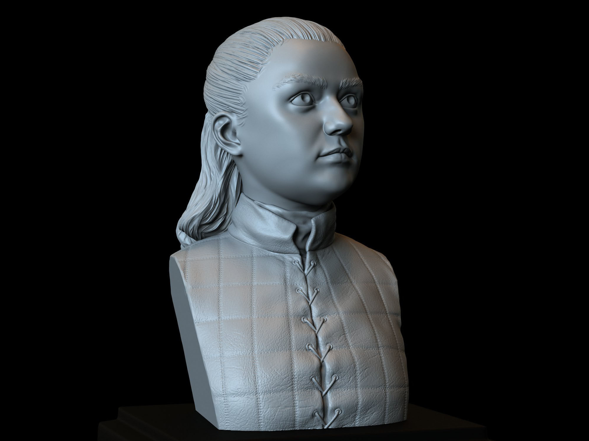 arya sert oyun of tahtlar maisie williams game thrones büst vesika heykel fanart koleksiyon minyatür hbo karakter benzerlik gerçekçi sidnaique sanat heykeller 3D print model - Mito3D