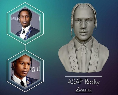 asap rocky portrait sculpture bust man statue head face male rap rapper art sculptures 3d print model - Mito3D