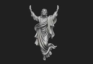 aufstieg of jesus linderung himmel bas kirche bibel gebet schmuck katholisch christian religiös religion stechpalme heilige fliegend porträt anhänger medaillon kunst skulpturen 3d print model - Mito3D