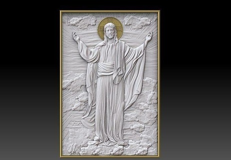 ascensione Gesù cattolico cristiano attraversare bucato cnc sollievo bas santo Dio gioielleria pendente medaglione arte sculture luterano religiou oggetto 3d print model - Mito3D