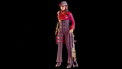ashe gangster pele vigiar armaduras rifl revólver mulher sexy menina cosplay adereços jogos brinquedos 3d print model - Mito3D