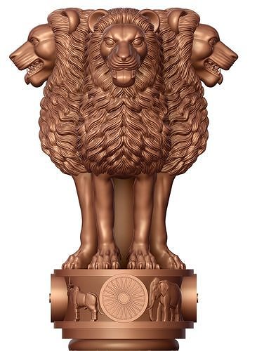 Ashoka stambh national Emblem Indien Skulptur Skulpturen Statue Kunst Zahl Miniaturen druckbar Tier Dekoration Figuren drucken Miniatur 3dprint Geschenk Dekor 3D print model - Mito3D