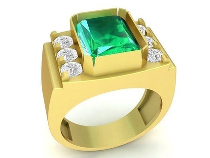 Asien Glücklich smaragdgrün Diamant Männer Ring 3464 Schmuck Mode Zubehör Gold Neu Design Feng Shui Ringe 3d print model - Mito3D