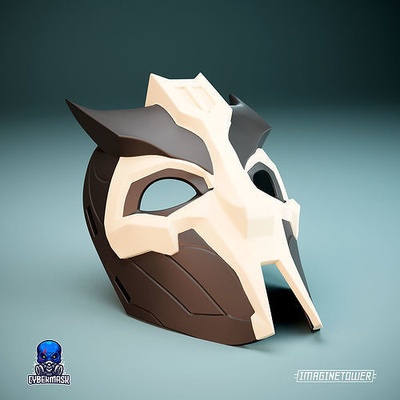 asiatisch dämon cosplay maske japan kabuki gesicht teufel kunst fantasie kopf helm theater mode 3d print model - Mito3D