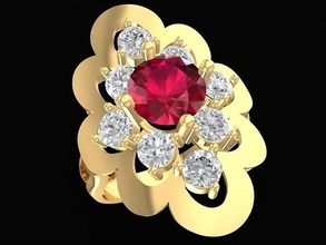 asiático diamante Moda flor anillo 3195 joyería joya accesorios oro mujer diseño Feng Shui Boda anillos 3d print model - Mito3D
