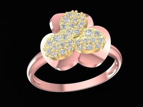 asian diamond flower ring 3172 jewelry fashion accessories gold woman women design nature tree rings 3d print model - Mito3D