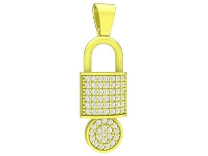 asian diamond lock pendant 3947 jewelry fashion accessories gold woman women new design pendants 3d print model - Mito3D