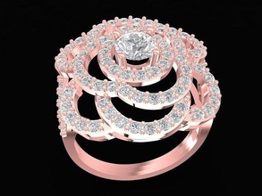 asiatique diamant Rose bague 3173 bijoux mode accessoires or femme femmes conception anneaux 3d print model - Mito3D
