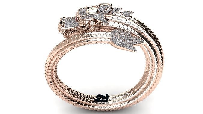 asiatico Drago braccialetto gioielleria braccialetti 3D print model - Mito3D