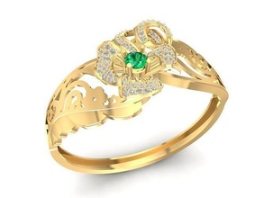 asian flower bangle 1505 jewelry fashion accessories gold diamond woman women design bracelets 3d print model - Mito3D