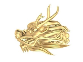 asiatique tête dragon 3243 bijoux mode accessoires or diamant conception feng shui mariage bague 3d print model - Mito3D