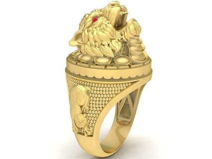 asian lucky diamond tiger men ring 3699 jewelry fashion accessories gold man new design fengshui rings 3d print model - Mito3D