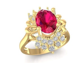 asiático oval diamante dama anillo 3030 joyería joya Moda accesorios oro mujer diseño anillos 3d print model - Mito3D