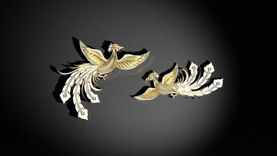 asian phoenix - krimson lee jewel jewelry jewellery gold silver chinese magical pendant ring dragon animal carving mode shape print 3d men women luxury pendants 3d print model - Mito3D
