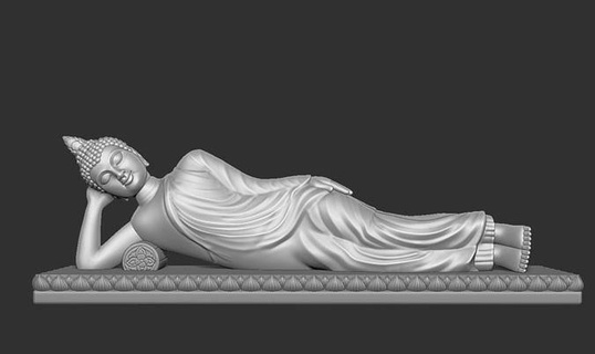 asian sleeping buddha statue polygon buddhism buddhist poly sculpture sleep art sculptures religion ancient bed deity design 3d print model - Mito3D