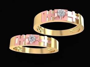 asian wedding ring 968 jewelry fashion accessories gold diamond design fengshui rings 3d print model - Mito3D