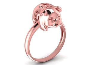 asian zodiac lucky pig ring 1576 jewelry fashion accessories gold diamond woman women unisex design fengshui rings 3d print model - Mito3D