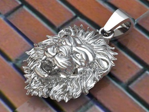 leone kafa maschio kolye testa uomini collana pendente gioielleria diamante oro animali re gemma squillare aslankolye collane 3d print model - Mito3D