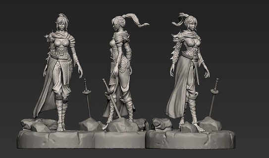 assassino 3d imprimível mulher personagem obj 3dmodel arte esculturas 3d print model - Mito3D