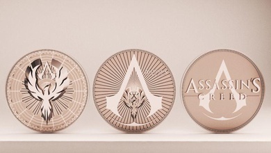 assassins creed pièce de monnaie art 3d l'impression la conception les jeu orgins décoration forme géométrique insigne cnc pièces badges 3d print model - Mito3D