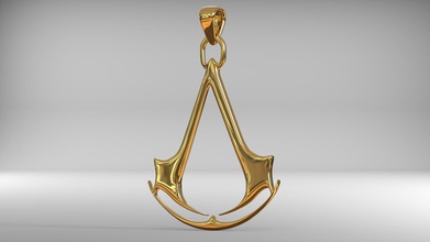 attentäter glaubensbekenntnis logo anhänger spiel schmuck gold golden silber emblem symbol 3d print model - Mito3D