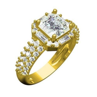 idiota baguete diamante multi aréola Casamento anel mulheres joalheria gema platina ouro prata imprimível 3d cafajeste Projeto argolas 3d print model - Mito3D