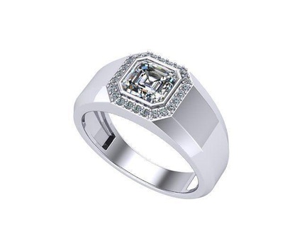 asscher tagliare cuscino diamante squillare diamanti d'oro argento gioielleria anelli 3d print model - Mito3D