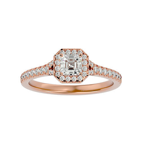 asscher aureola solitario Boda compromiso anillo 360 joyería joya banda mujer oro diamante anillos imprimible culo 3D print model - Mito3D