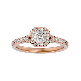 asscher aureola solitario Boda compromiso anillo 360 joyería joya banda mujer oro diamante anillos imprimible culo 3d print model - Mito3D