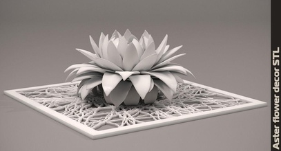 aster blume dekor element stl flora 3d detailliert fotoreal strauß blütenblatt venen deko modern stil design warm zuhause haus innere figur kunst 3d print model - Mito3D