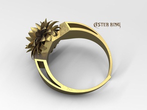 aster blume ring schmuck stl gold 3d drucken dekor design flora blütenblatt ringe 3d print model - Mito3D