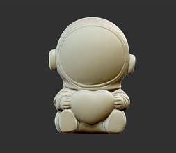 astronauta estatueta segurando coração bebê desenho animado fofa personagem arte figura conceptual escultura estátua traje espacial científico pessoa cara decoração enfeite esculturas 3d print model - Mito3D