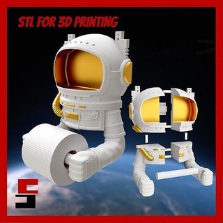 astronauta papel soporte baño hogar casa decoración espacio estante 3d impresión stl modelo cosmonautas 3d print model - Mito3D