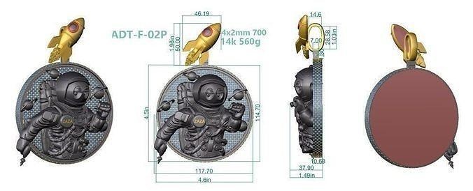 astronot pendant spaceship space astronomy nasa planet 3dmodel printable hiphop rocket airbase airfield jewelry pendants 3d print model - Mito3D