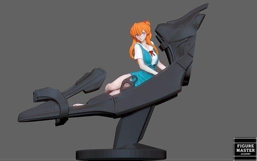 asuka cockpit uniform evangelion girl statue cute anime pretty 3d print art sculptures 3d print model - Mito3D