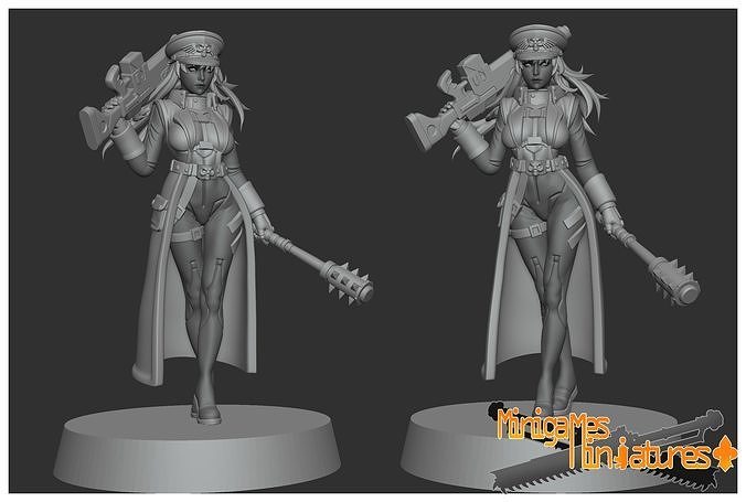 asuka kommisar anime figurine battle guard of warhammer imperial tau wh40k sister wh ig commisar sob games toys board 3D print model - Mito3D