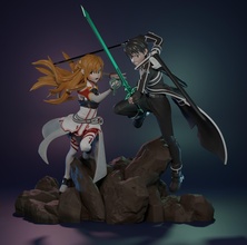 asuna kirito kılıç sanatı çevrimiçi 3dprint anime oyunlar oyuncaklar 3d print model - Mito3D