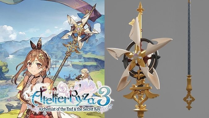atelier ryza 3 - staff replica game cute girl character anime cosplay prop games toys accessories 3D print model - Mito3D