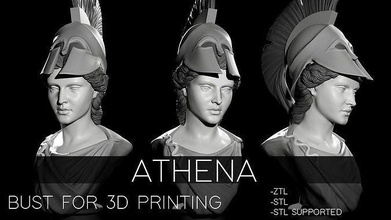 Athena büst 3d baskı Yunan tanrıça heykel yazdırılabilir Yunanistan Vesika Sanat heykeller 3d print model - Mito3D