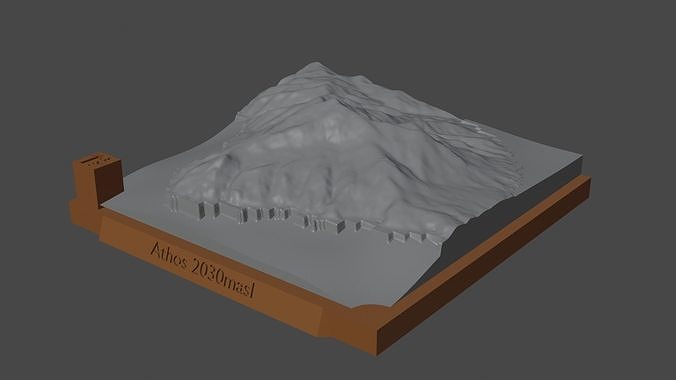 Athos Berg Landschaft Vulkan Terrain Umgebung Natur Photogrammetrie Elevation Wissenschaft 3D print model - Mito3D