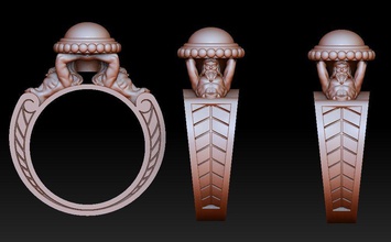 atlants ring jewelry nature animal 3dmodel 3dprinting jewellery pendant people man figure human printable atlant mythology brutal beard rings 3d print model - Mito3D