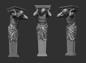 atlante statua 2 scultura atlant arte pilastro colonna umano sculture medio ionico capitale edificio componente 3d print model - Mito3D