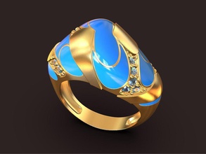 atoll beach design coctail ring jewelry 3d sketch render model tymoshchuk osadchenko enamel printable golden rhino gemvision matrix modeling cnc milling rings 3d print model - Mito3D