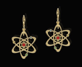 atom küpe takı 3d yazdırılabilir stl altın Gümüş platin gem sterling kadınlar şık mücevher parlak Bilimler moda modern Sole 3d print model - Mito3D