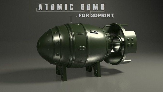atomico bomba 3dprint arma militare esplosivo gioco aeromobili mano guerra missilistica dinamite armi pistola esercito atomo chimica pbr nucleare scienza scoppio arte 3d print model - Mito3D