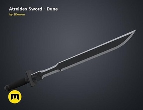 atreides Schwert 1 Düne Messer Dessert sci fi 2021 Klinge Fantasie Film Waffe Sandwurm Krieger Katana Soldaten Spiele Spielzeuge 3d print model - Mito3D