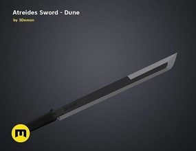 atreides espada 4 duna faca sobremesa sci fi 2021 lâmina fantasia filme arma verme areia guerreiro katana soldados jogos brinquedos 3d print model - Mito3D